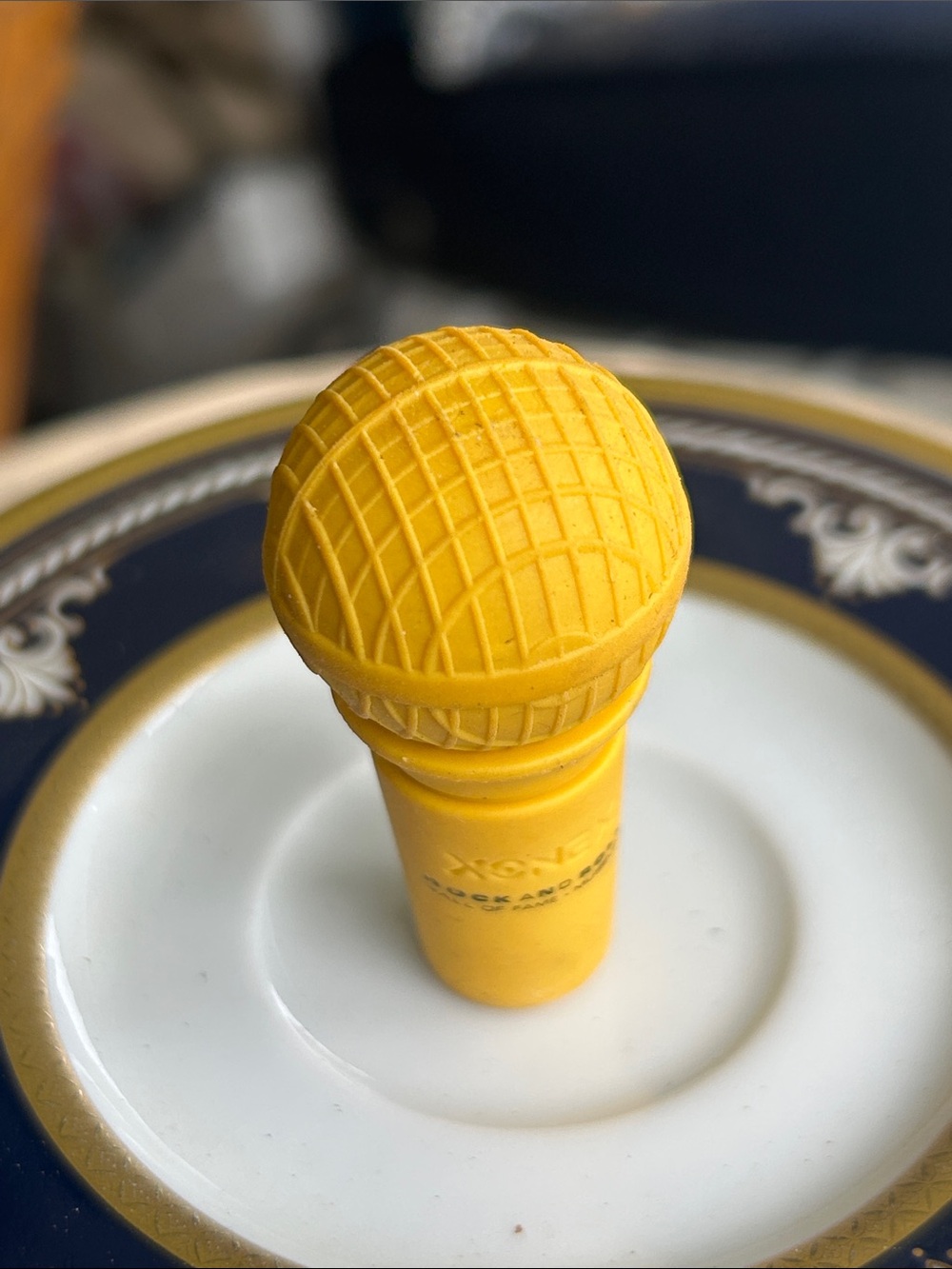 Yellow Microphone-Shaped Rubber Wine Bottle Stopper